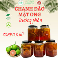 Combo 5 hũ 500ml chanh đào ngâm mật ong đường phèn HANMADE - Mật ong NHIÊN