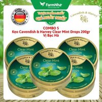 (Combo 5) Kẹo Cavendish & Harvey vị CLEAR MINT 200gr - Hương vị tuyệt vời từ Đức