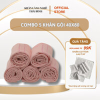 Combo 5 Khăn Gội, Khăn Tắm 40x80 Siêu Mịn, Siêu Thấm Hút, Không Xù Lông 100% Cotton Không Bụi Mịn