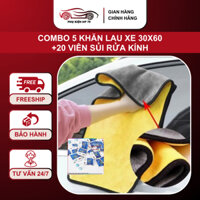 COMBO 5 KHĂN LAU XE 30X60 +20 VIÊN SỦI RỬA KÍNH