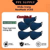 [COMBO 5] Khẩu trang than hoạt tính Neomask VC65 Neomask, 4 lớp, chống độc, thun quàng tai