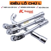 COMBO 5 khóa ống điếu 8, 10, 12, 13, 14mm hãng Kapusi, bộ cần điếu lỗ thép Nhật CR-V cờ lê chữ L