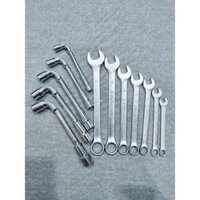 Combo 5 khóa ống điếu chữ L thép CRV cứng cáp (8,10,12,13,14) và 7 khóa cờ lê (8,10,12,13,14,17,19) chuyên sửa chữa xe