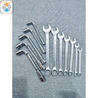 Combo 5 khóa ống điếu chữ L thép CRV cứng cáp (8,10,12,13,14) và 7 khóa cờ lê (8,10,12,13,14,17,19)  cực bền