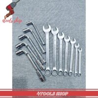 Combo 5 khóa ống điếu chữ L thép CRV cứng cáp (8,10,12,13,14) và 7 khóa cờ lê (8,10,12,13,14,17,19) chuyên sửa chữa xe