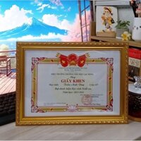 Combo 5 Khung Bằng Khen A4(mẫu mới) "Hạt Dẻ vàng,mặt phim nhựa