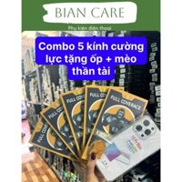 Combo 5 Kính Cường Lực chống nhìn trộm King Kong Tặng ốp trong + mèo thần tài 7/8/Plus/X/XS/XR/11/12/ 13/14/15/Pro max