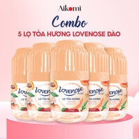 Combo 5 Lọ tỏa hương Lovenose hương Đào thơm tự nhiên dễ chịu khử mùi sáp thơm phòng thế hệ mới 45 ngày-Dung tích 180ml