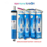Combo 5 Lõi Lọc Gồm Màng R.O 50GDP Dupont và 4 Lõi Tạo Khoáng 5678 Karofi dùng cho máy lọc nước RO gia đình