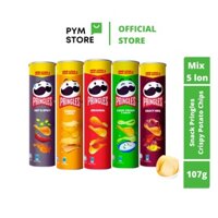 Combo 5 lon Đồ Ăn Vặt Snack Khoai Tây Chiên Pringles Crispy Potato Chips 5 Vị Mix Flavour 107g