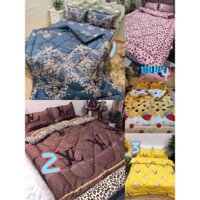 Combo 5 món ga gối chăn phao poly cotton có ruột bông dày loại 1 ( vỏ gối+vỏ ga+vỏ gối ôm+chăn phao có ruột