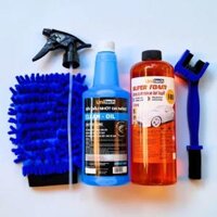 Combo 5 món Rửa Sên & Rửa Xe UNITECH (Motobike cleaner dung dịch tẩy lốc máy 850ml + xà bông 1 lít + cọ sên + găng tay san hô + vòi xịt) đầy đủ phụ kiện như hình