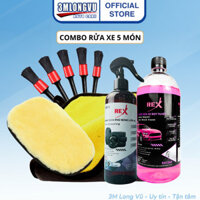 Combo 5 món rửa xe & rửa sên tại nhà, Nước rửa xe, Xịt bóng lốp ô tô, Khăn lau ô tô