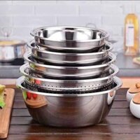 COMBO 5 MÓN THAU + RỔ INOX (4 Thau+1 Rổ) CHO NHÀ BẾP-CAO CẤP - dathang168