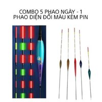 Combo 5 Phao Ngày Nano - 1 Phao Điện Đổi Màu Kèm Pin - Phao Câu Ngày Đa Dạng Kích Thước Từ 1,5 - 3,0 Gram