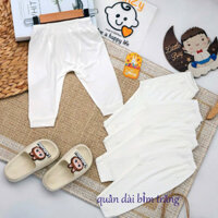 Combo 5 Quần cho bé sơ sinh, quần dài đáy nêm mặc bỉm cho bé màu trắng chất liệu thun lạnh mềm mát