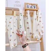 Combo 5 quần dài PeTit thun lạnh Hàn Quốc có đáp đũng, siêu mềm mát cho bé Size 3-9kg