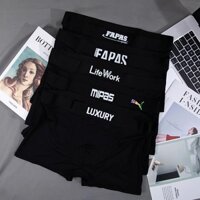 Combo 5 Quần Lót Boxer Nam màu đen nhiều mẫu được mix với nhau, Quần Sịp Đùi Nam thun lạnh cao cấp Toppp01