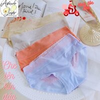 Combo 5 quần lót lụa lạnh cao cấp, quần chip nữ tàng hình cạp ren tim quyến rũ, sexy, ôm mông gợi cảm