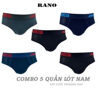 Combo 5 quần lót nam vải lưới tam giác Rano thoáng khí co dãn 4 chiều thoáng mát mềm mại thông hơi cao cấp