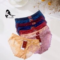 Combo 5 quần lót satin lụa bóng phối ren hoa siêu mỏng free size dưới 55kg mã 402