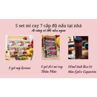 Combo 5 set mì cay tự nấu tại nhà (5 gói mì koreno 100g + 5 gói sốt mì cay Thiên Phúc 50g + 1 tinh dầu ớt capsaicin 50ml