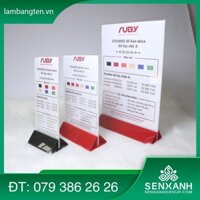Combo 5 standee để bàn, Kệ menu mica để bàn đế chữ A