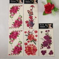 Combo 5 tấm hình xăm dán tattoo cao cấp 10x20cm CÁC LOÀI HOA ĐẸP mua 2 combo tặng tấm đồng size