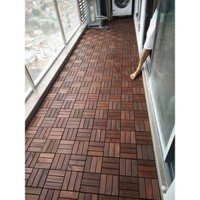 Combo 5 Tấm Sàn Gỗ Tự Nhiên 12 Nan Lắp Ghép Decor Phòng Khách, Ban Công, Nhà Tắm, Ngoài Trời