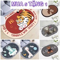 Combo 5 Tấm + Tăng 1 Thảm Lau Chân Thấm Hút Nước Chống Trơn Trượt