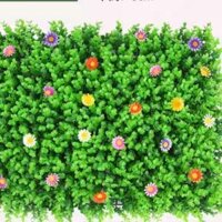 Combo 5 tấm Thảm cỏ nhựa treo tường có đính hoa, tấm cỏ nhựa tai chuột trang trí. kích thước 40cm*60cm