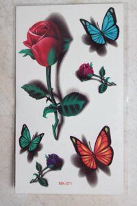 Combo 5 tấm xăm dán hoa 3d size 10x20cm MX-371- mua 2 tăng 1 mini tattoo