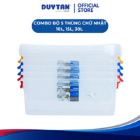 Combo 5 Thùng Chữ Nhật 10Lít, 15Lít DUY TÂN nhựa PP, thùng đựng thực phẩm, thùng đựng đồ đa năng
