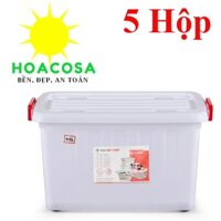 Combo 5 Thùng Nhựa Đa Năng 60L Hiệp Thành Có Bánh Xe,Cứng Cáp, Bền Lâu- Đồ Gia Dụng Hoacosa