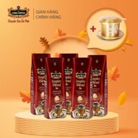 Combo 5 túi cà phê rang xay INSPIRE BLEND KING COFFEE - Túi 500G + 1 phin nhôm vàng cao cấp KING COFFEE