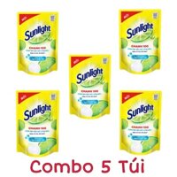 COMBO 5 TÚI _ Nước rửa chén Sunlight thiên nhiên lô hội túi 688ml/ Chanh 725ml