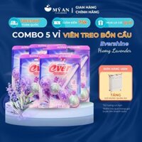 Combo 5 Vỉ Viên Treo Bồn Cầu Evershine Hương Lavender - Sạch Khuẩn, Thơm Mát Đến 300 Lần Xả