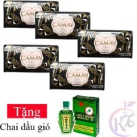 Combo 5 xà bông cục CAMAY CHIC 125g (màu Đen) Tặng 1 chai dầu gió xanh 24ml - xà phòng tắm và chăm sóc cơ thể