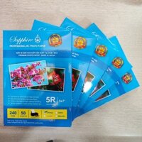 Combo (5 xấp x 50 tờ = 250 tờ) Giấy in ảnh Sapphire RC Glossy 13x18 240gsm 5R - giấy in ảnh 1 mặt, dùng cho máy in phun