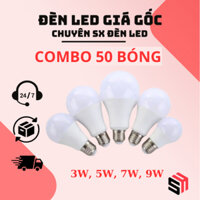 Combo 50 bóng đèn led tròn kín 3w 5w 7w 9w siêu tiết kiệm điện năng