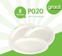 Combo 50 cái Dĩa giấy hột xoài bã mía Thái Lan 8 inch - thương hiệu Gracz