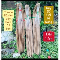 Combo 50 cần câu cắm cá lóc loại dài 1,1 met, lưỡi ó số 8 chống quát cong, dây dù chỉ nilon độ 9 Fishing Đi Câu