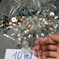 Combo 50 chai chiết serum, mỹ phẩm 10ml, chất liệu thủy tinh trắng trong, nắp nhôm đóng bằng kềm, đầu bóp mềm trong.