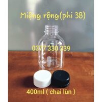 COMBO 50 Chai Nhựa Pet Tròn 400ml lùn MIỆNG RỘNG FI38 , nhưa dày, GIÁ XƯỞNG 110.000 đ