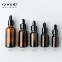 Combo 50 chai thủy tinh 50 ml màu đen, nắp bóp cao su nhỏ giọt màu đen, khoen vặn màu đen như hình, giá 299.000 đồng.