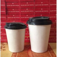 Combo 50 Cốc Giấy Giữ Nhiệt Có Nắp Đen 250ml (8oz) - Đựng Đồ Nóng ( Cafe, Trà Sữa)