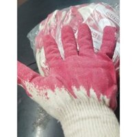 Combo 50 đôi găng tay bảo hộ lao động sợi vải dạng sơn đỏ loại dày