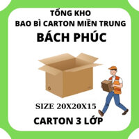 Combo 50 Hộp carton, thùng bìa giấy cod đóng gói hàng - Size 20x20x15 - Tổng Kho Bao Bì Carton Miền Trung