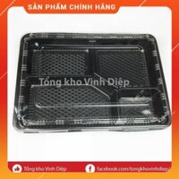 Combo 50 hộp cơm nhựa 4 ngăn dùng 1 lần kèm đũa, thìa nhựa