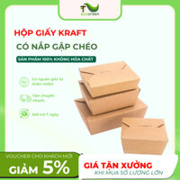 Combo 50 Hộp Giấy Chữ Nhât D Kraft nắp gập chéo đựng salad, thức ăn các loại